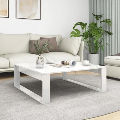 vidaXL Coffee Table High Gloss White 100x100x35 cm Engineered Wood
