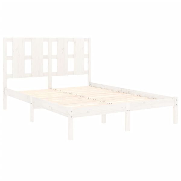 vidaXL Bed Frame without Mattress White 135x190 cm Double Solid Wood