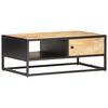 vidaXL Coffee Table | Natural wood, Black | Rough Mango Wood, Powder-Coated Iron