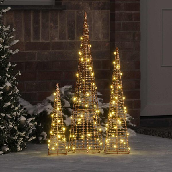 vidaXL Christmas Tree 3 pcs Warm white 20 x 20 x 80 cm PET
