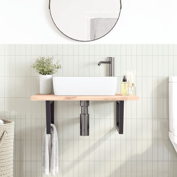 vidaXL Shelf Brackets for Washbasin 2 pcs Black Trapezium Steel