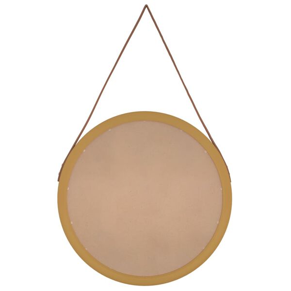 vidaXL Wall Mirror with Strap Gold &Oslash; 55 cm