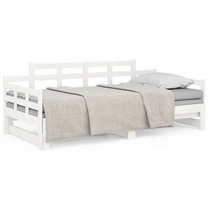 vidaXL Pull-out Day Bed without Mattress White Solid Wood Pine 2x cm