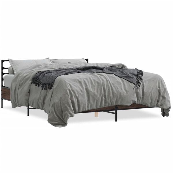 vidaXL Bed Frame without Mattress Brown Oak 150x200 cm King Size