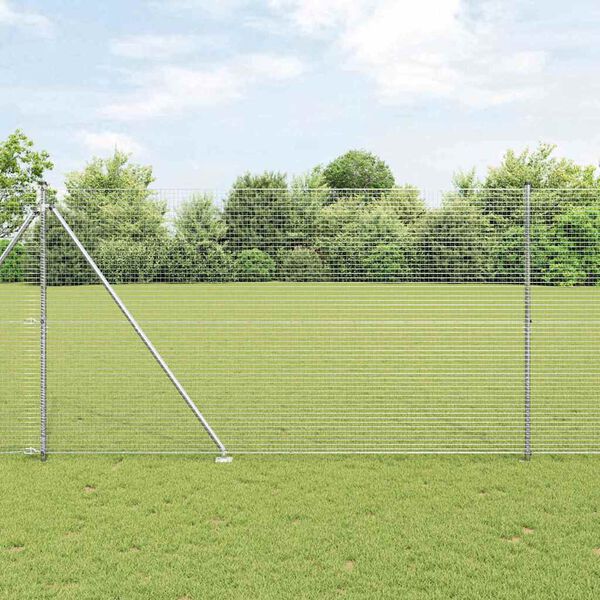 vidaXL Fence Post Silver 10 x 1.6 m (25 x 25 mm mesh) Steel