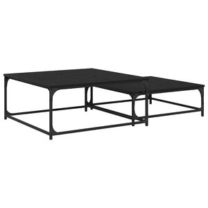 vidaXL Coffee Table 2 pcs Black Oak Engineered Wood