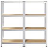 vidaXL 4-Layer Storage Shelves 2 pcs Silver Steel&Engineered Wood