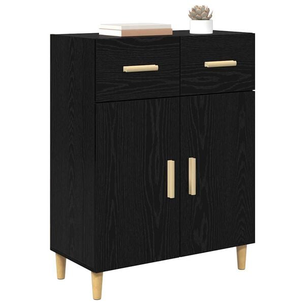 vidaXL Sideboard Black oak 34 x 69.5 x 89 cm Engineered wood