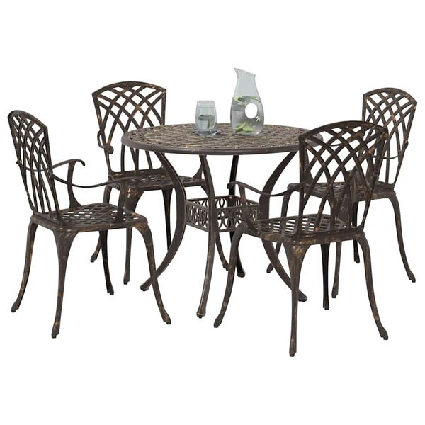 vidaXL Garden Dining Set 5 pcs Bronze 90 x 90 x 75 cm Cast Aluminium