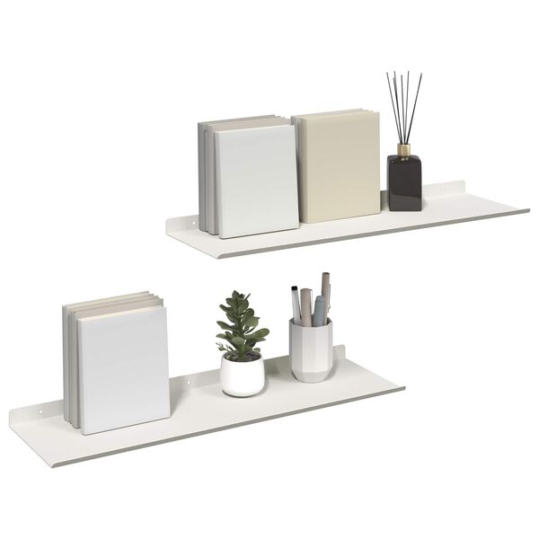 vidaXL Floating Shelf Wall-mounted 2 pcs White 60 x 18 x 2.5 cm Steel