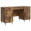 vidaXL Desk with Shelf Smoked Oak 142.5 x 50 x 75 cm Engineered Wood