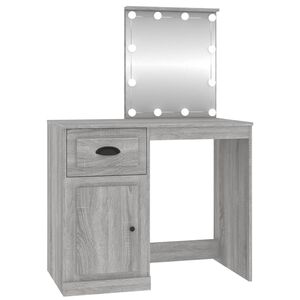 vidaXL Dressing Table with LED Grey Sonona 90x50x132.5 cm Engineered Wood