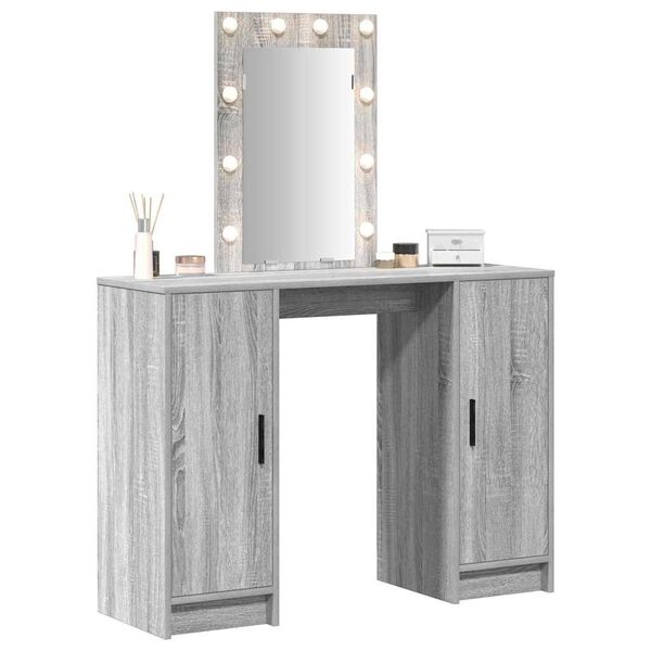 vidaXL Dressing Table with Door Grey 102 x 33 x 135 cm Engineered Wood