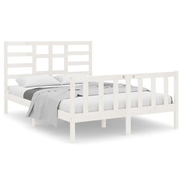 vidaXL Bed Frame without Mattress White Solid Wood 120x190 cm Small Double