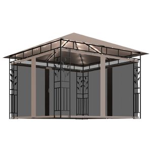 vidaXL Gazebo | Taupe | Powder-coated Steel, Polyester | 3x3x2.73 m | Gazebo