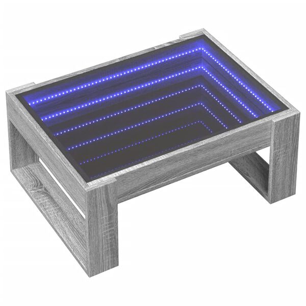 vidaXL Coffee Table with Infinity LED Grey Sonoma 70x53x30 cm