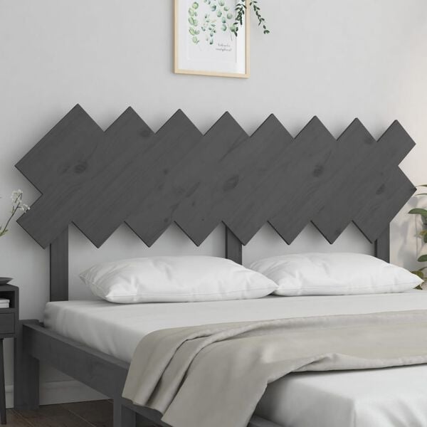 vidaXL Bed Headboard Grey 159.5x3x80.5 cm Solid Wood Pine