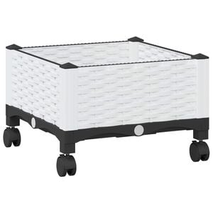 vidaXL Garden Planter with Wheels White 40 x 40 x 33 cm PP