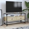 vidaXL TV Cabinet with Glass Top Sonoma Oak 98x35x51 cm Engineered Wood