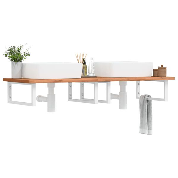 vidaXL Shelf Brackets for Washbasin 2 pcs White Rectangular Steel