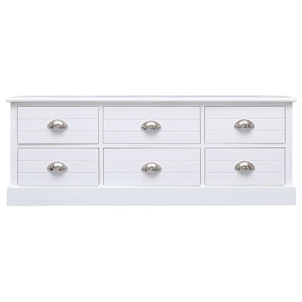 vidaXL TV Cabinet White 108x30x40 cm Solid Wood Paulownia