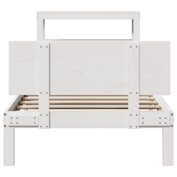 vidaXL Bed Frame with Headboard without Mattress White 90x200 cm