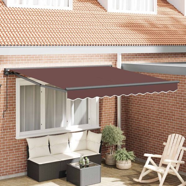 vidaXL Retractable Awning Brown 300 x 250 cm Aluminium and Fabric