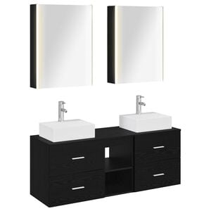 vidaXL Bathroom Furniture Set 5 pcs Black Oak