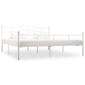 284521 vidaXL Bed Frame without Mattress White Metal 180x200 cm Super King