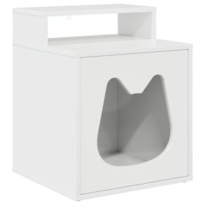 vidaXL Cat House Gloss White 16.73 x 15.75 x 21.06 in Engineered Wood