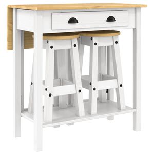 vidaXL 3 Piece Bar Set White Solid Wood Pine