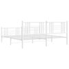 vidaXL Metal Bed Frame without Mattress with Footboard White 180x200cm