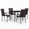 vidaXL 5 Piece Garden Dining Set Brown and Black