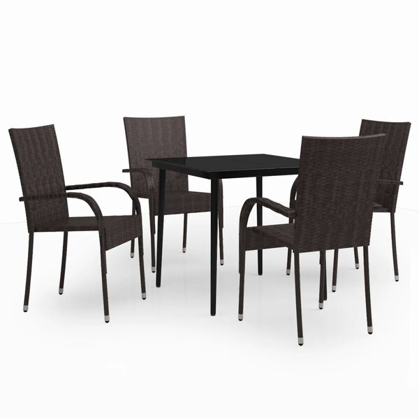 vidaXL 5 Piece Garden Dining Set Brown and Black
