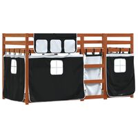 vidaXL Bunk Bed with Curtains White&Black 90x190 cm Solid Wood Pine