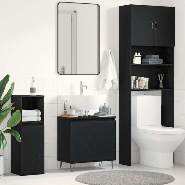 vidaXL Bathroom Sink Cabinet Black Oak 58 x 33 x 60 cm Engineered Wood