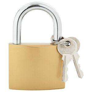 vidaXL U Lock with Keys 50 pcs Brass Iron
