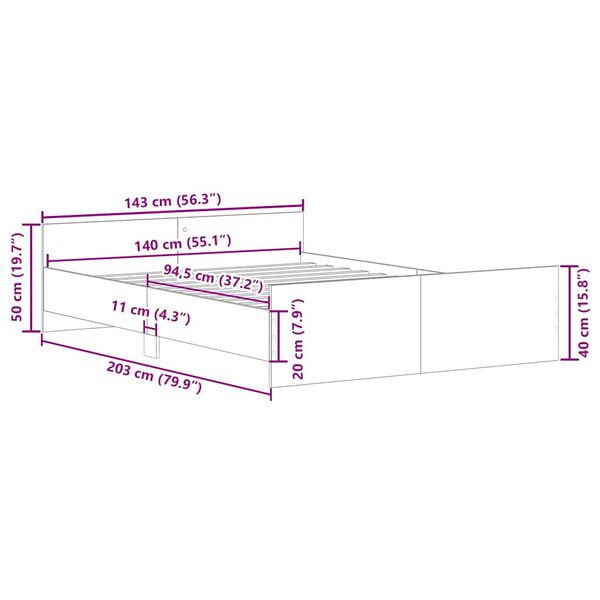 vidaXL Bed Frame without Mattress White 140x200 cm