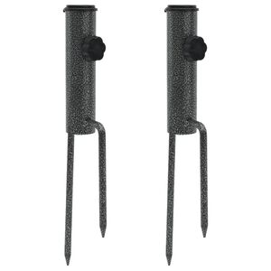 vidaXL Parasol Stands with Spikes 2 pcs 9x35 cm Galvanised Steel