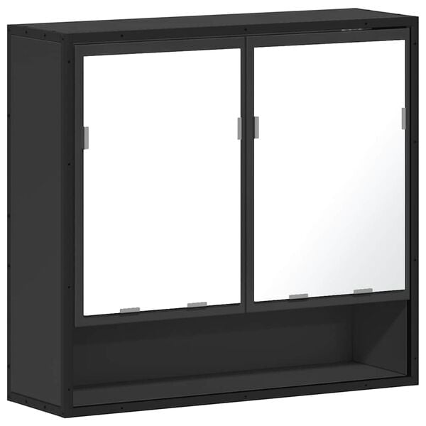 vidaXL Bathroom Mirror Cabinet Black 65x20x60 cm Engineered Wood