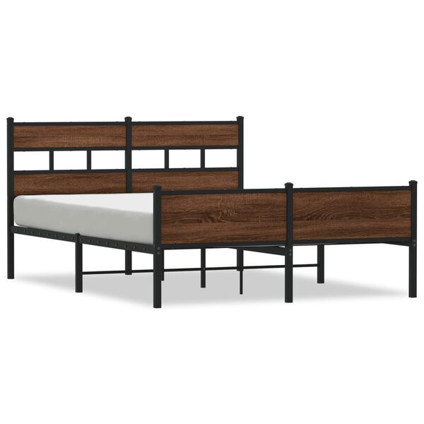 vidaXL Bed Frame without Mattress Brown Oak 140x200 cm Engineered Wood