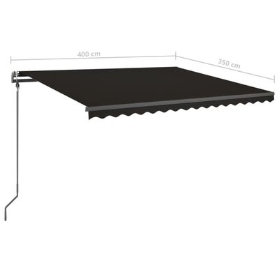 vidaXL Manual Retractable Awning with Posts 4x3.5 m Anthracite