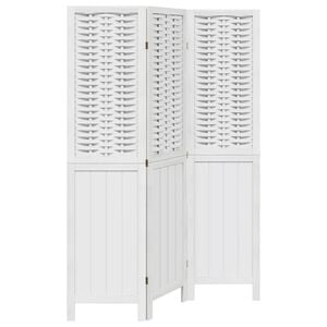 vidaXL Room Divider 3 Panels White Solid Wood Paulownia