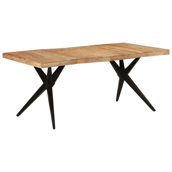 vidaXL Dining Table Black 180x90x77 cm Solid Wood Acacia