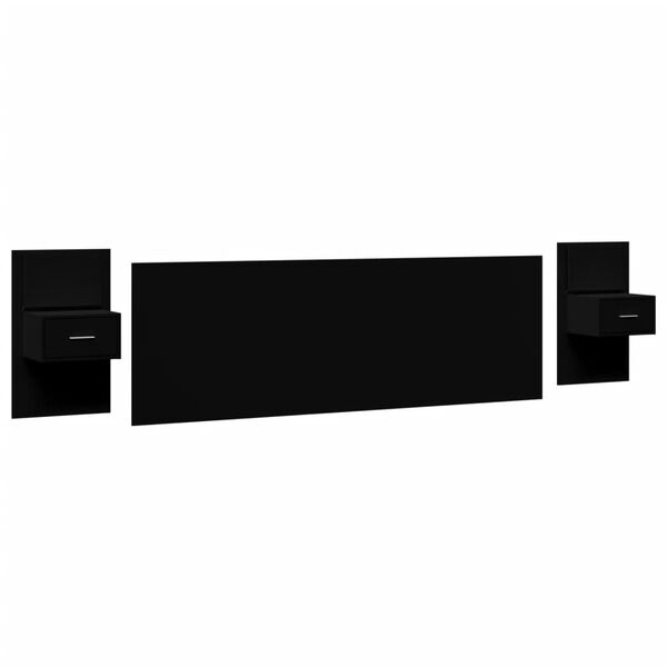vidaXL Bed Headboard with Cabinets Black 240 cm Engineered Wood