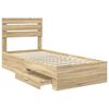 vidaXL Bed Frame Sonoma Oak and Silver 75 x 190 cm Engineered Wood