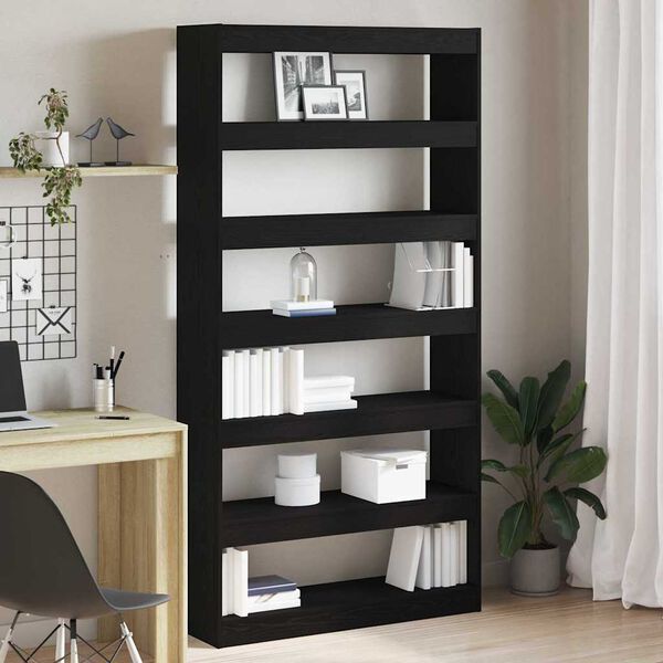 vidaXL Book Cabinet Black Oak 100 x 30 x 198 cm Engineered Wood