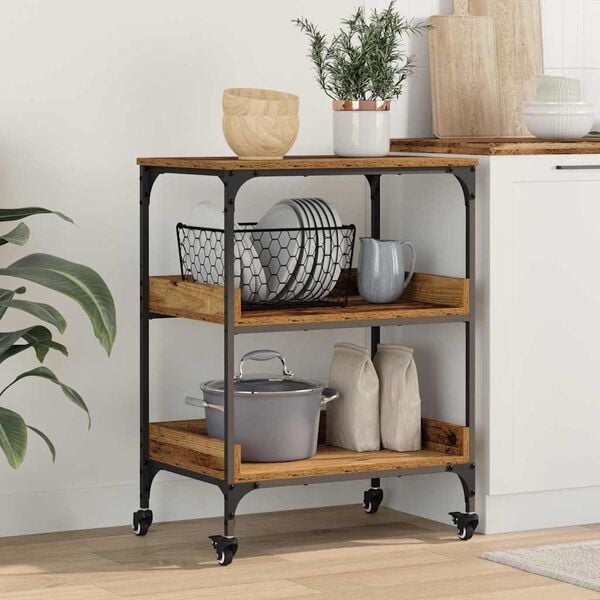 vidaXL Kitchen Trolley Old Wood 60 x 41 x 80.5 cm Engineered Wood