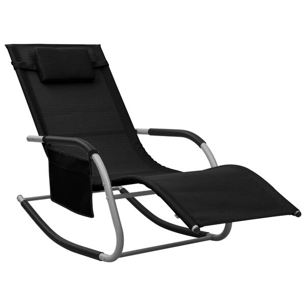 vidaXL Sun Loungers 2 pcs Textilene Black and Grey