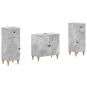 vidaXL 3 Piece Bathroom Cabinet Set ALKMAAR Concrete Grey